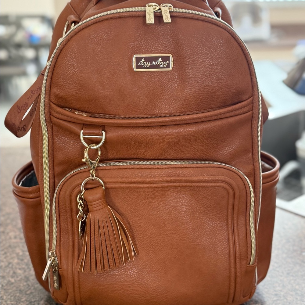 Itzy Ritzy Boss Plus Backpack Diaper Bag- Cognac